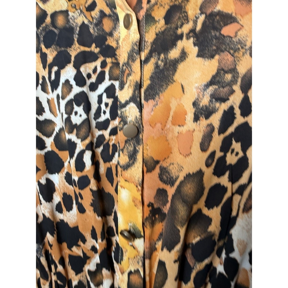 Beulah Style Animal Print Ruffle Tiered Long Sleeve Dress  Size Med Vacay - Picture 8 of 14